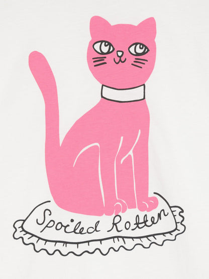 Mini Rodini Kids 白色猫咪 T 恤