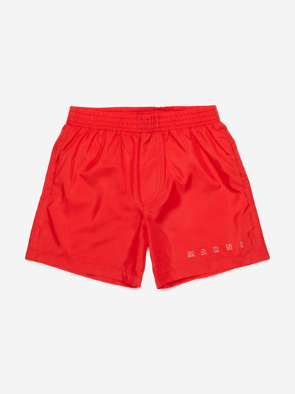 Kids Logo Swim Shorts in Red