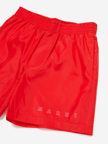 Kids Logo Swim Shorts in Red