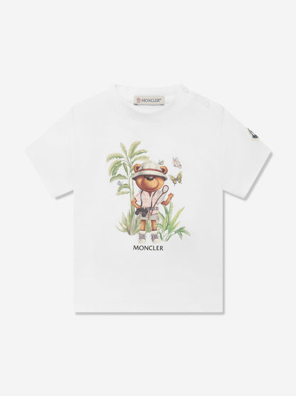 Baby Girls Bear Print T-Shirt in White