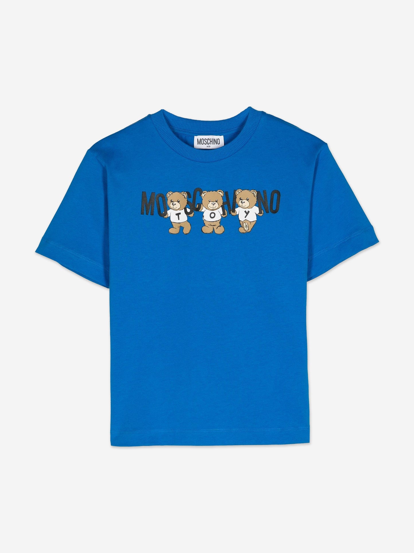 Moschino Kids 泰迪熊徽标 T 恤（蓝色）