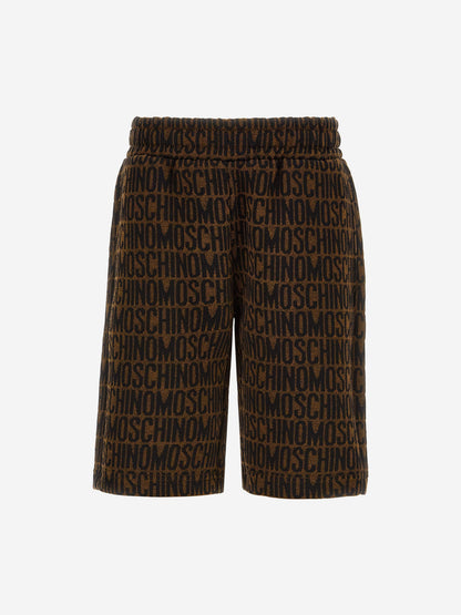 Moschino Boys 棕色全标志短裤