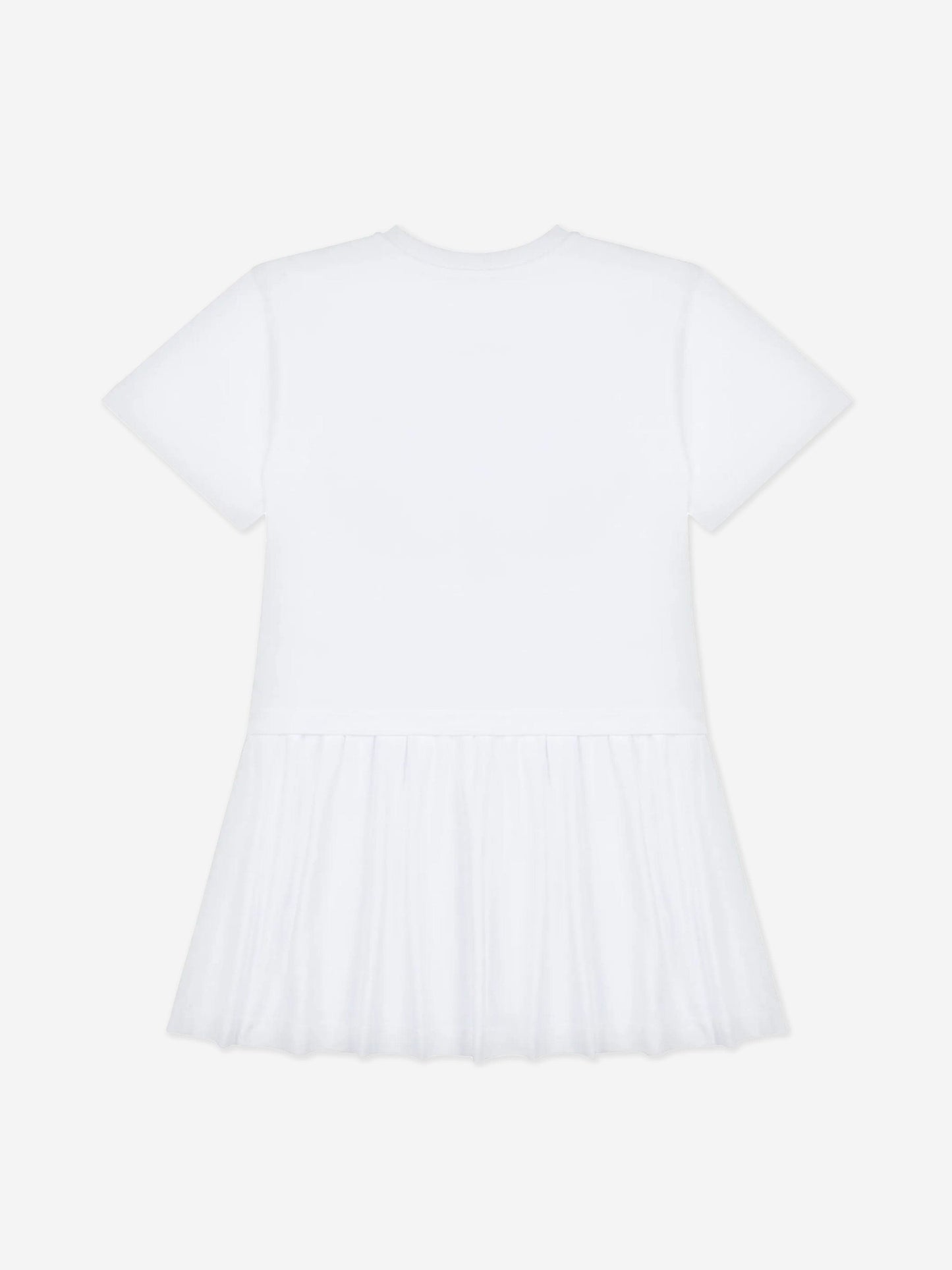 Girls Teddy Bear Logo Dress in White