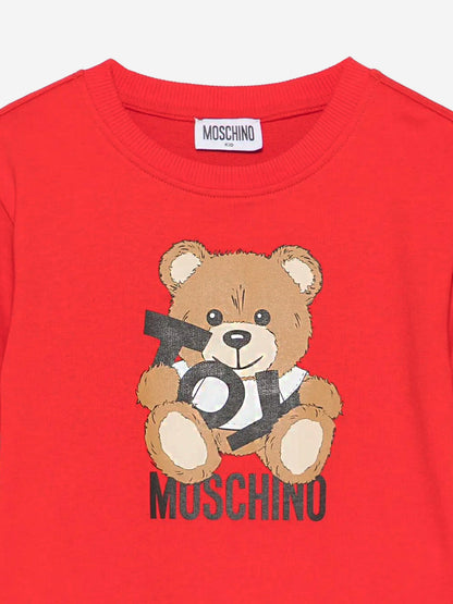 Girls Teddy Bear Logo Dress in Red