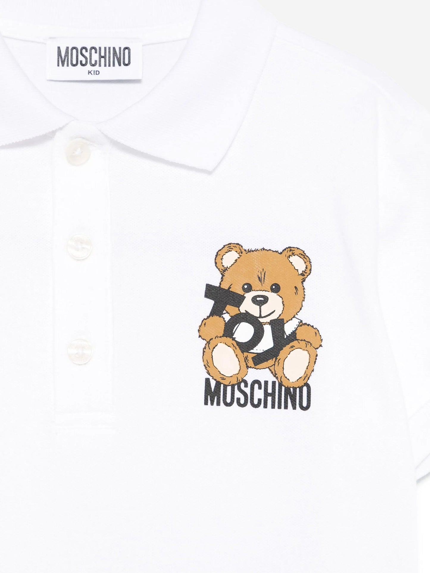 Boys Teddy Bear Polo Shirt in White