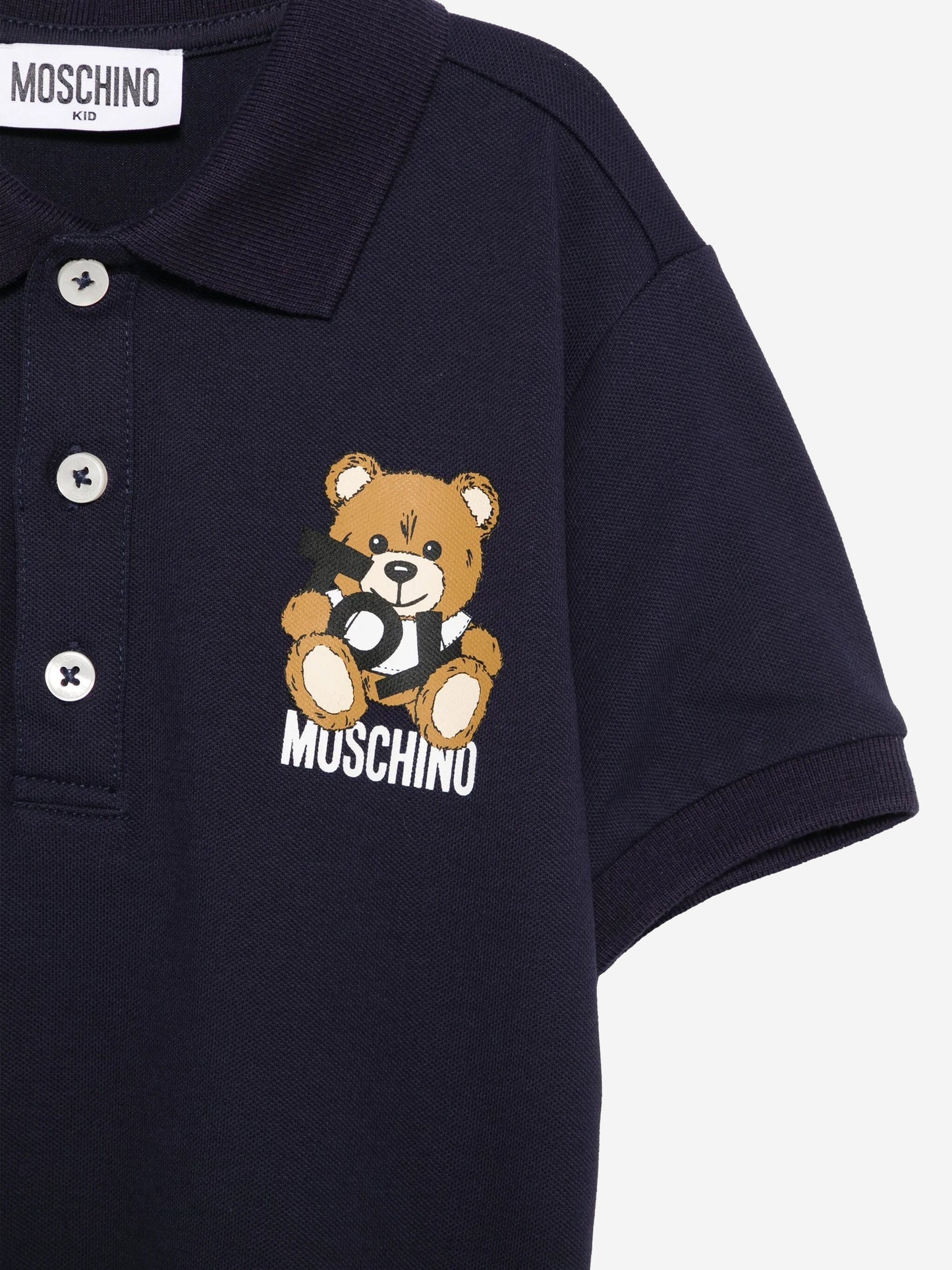Boys Teddy Bear Polo Shirt in Navy