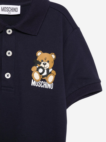 Boys Teddy Bear Polo Shirt in Navy