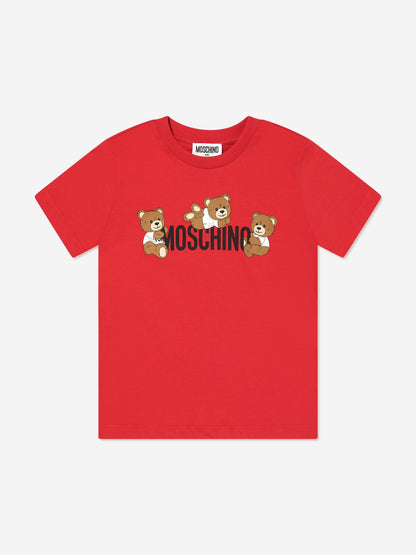 Kids Teddy Bear Logo T-Shirt in Red