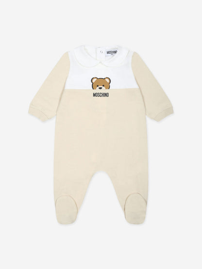 Baby Bear Logo Babygrow in Beige