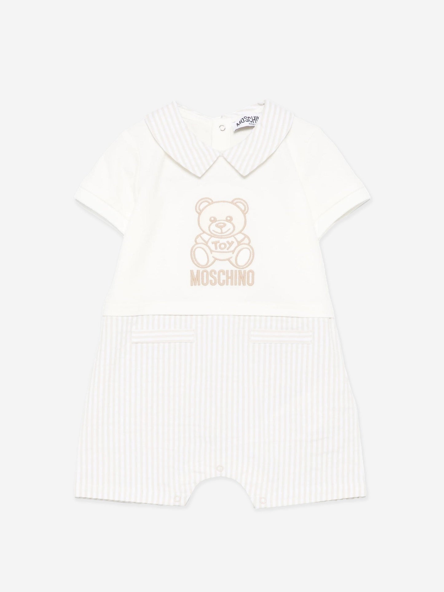 Baby Boys Teddy Bear Romper in Ivory