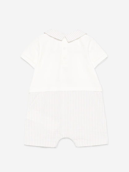 Baby Boys Teddy Bear Romper in Ivory