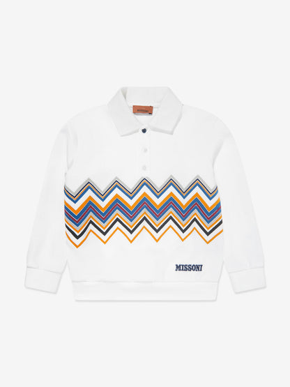 Missoni 男童白色锯齿形领口运动衫