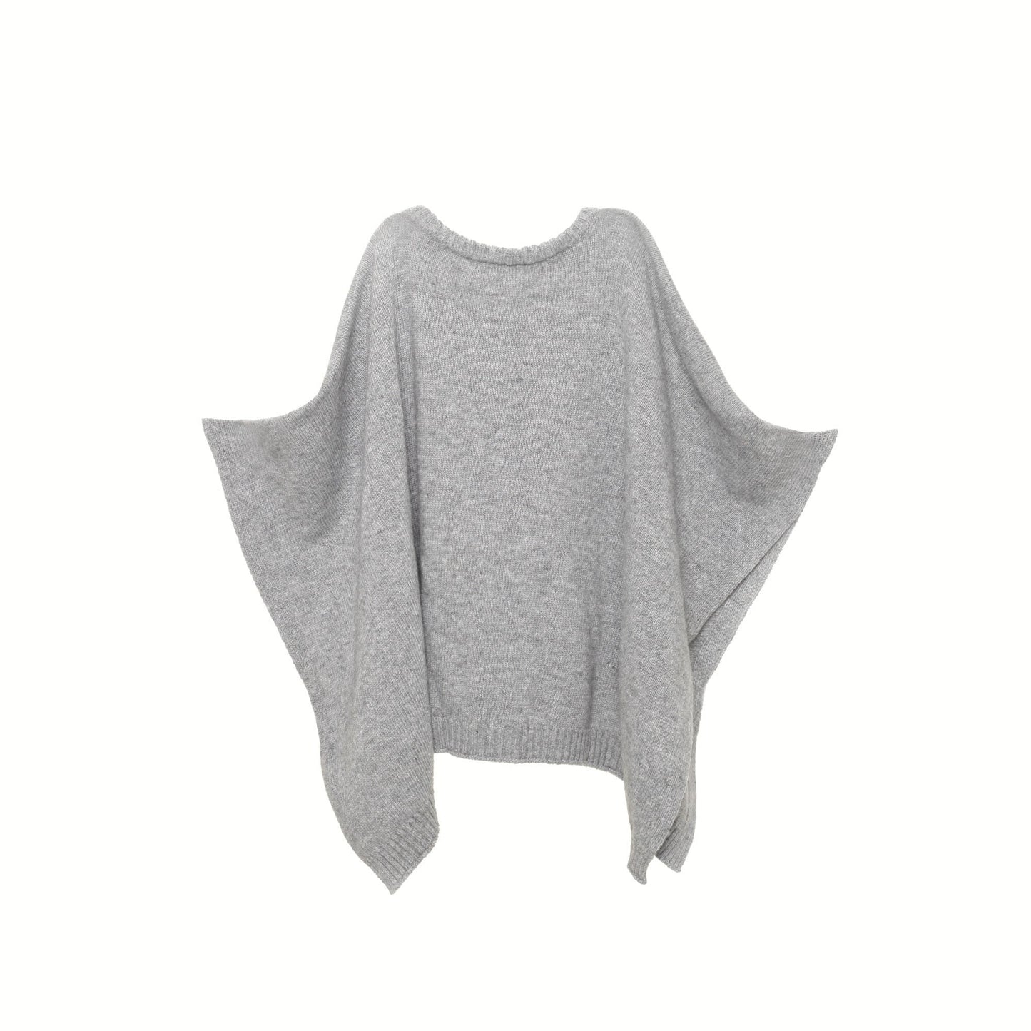Girls Grey Fancy Pattern Trims Knitted Cape