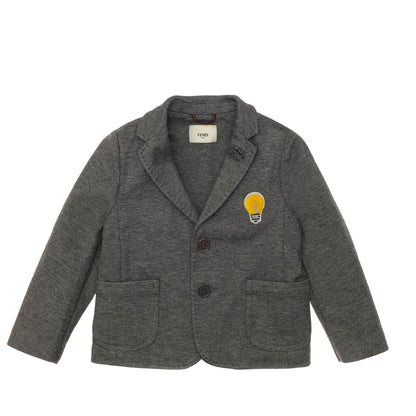 Baby Boys Grey Woven Embroidered Lightbulb Trims Blazer