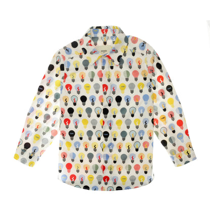 Boys White Lightbulb Printed Cotton Shirt
