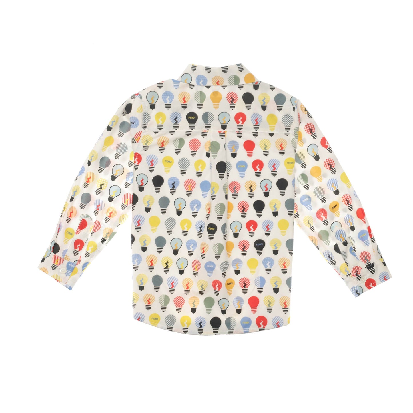 Boys White Lightbulb Printed Cotton Shirt