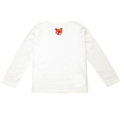 Baby Girls White Cotton T-Shirt With Flower Print Trims