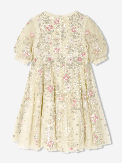 Girls Tulle Confetti Dress in Yellow