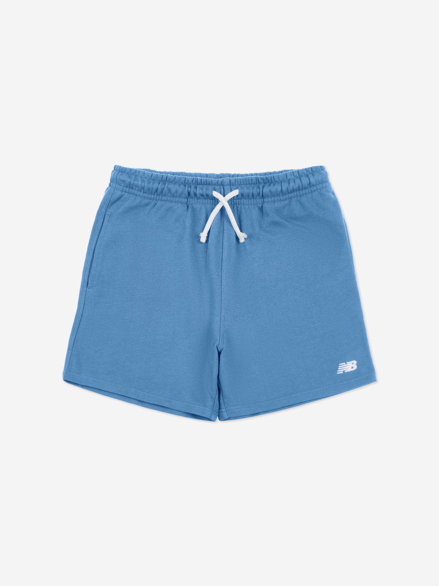 New Balance Boys French Terry Small Logo Shorts in Blue