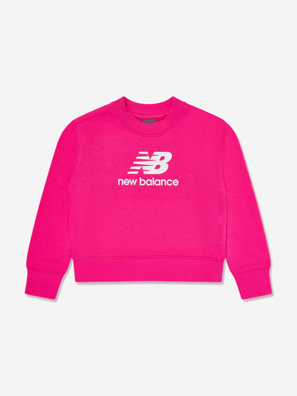 New Balance 女童法式毛圈布堆叠徽标运动衫（粉色）