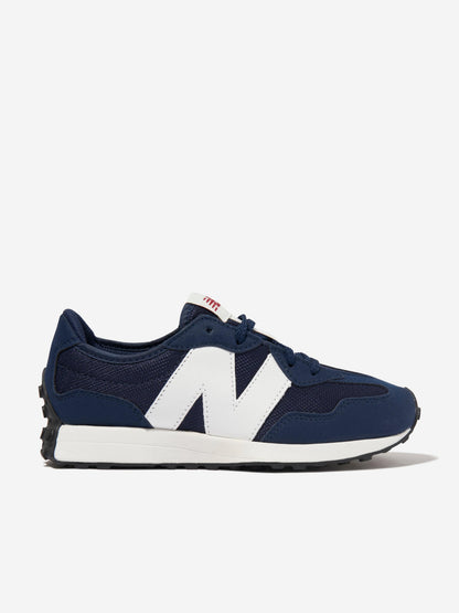 New Balance 儿童 327 系带徽标运动鞋（蓝色）