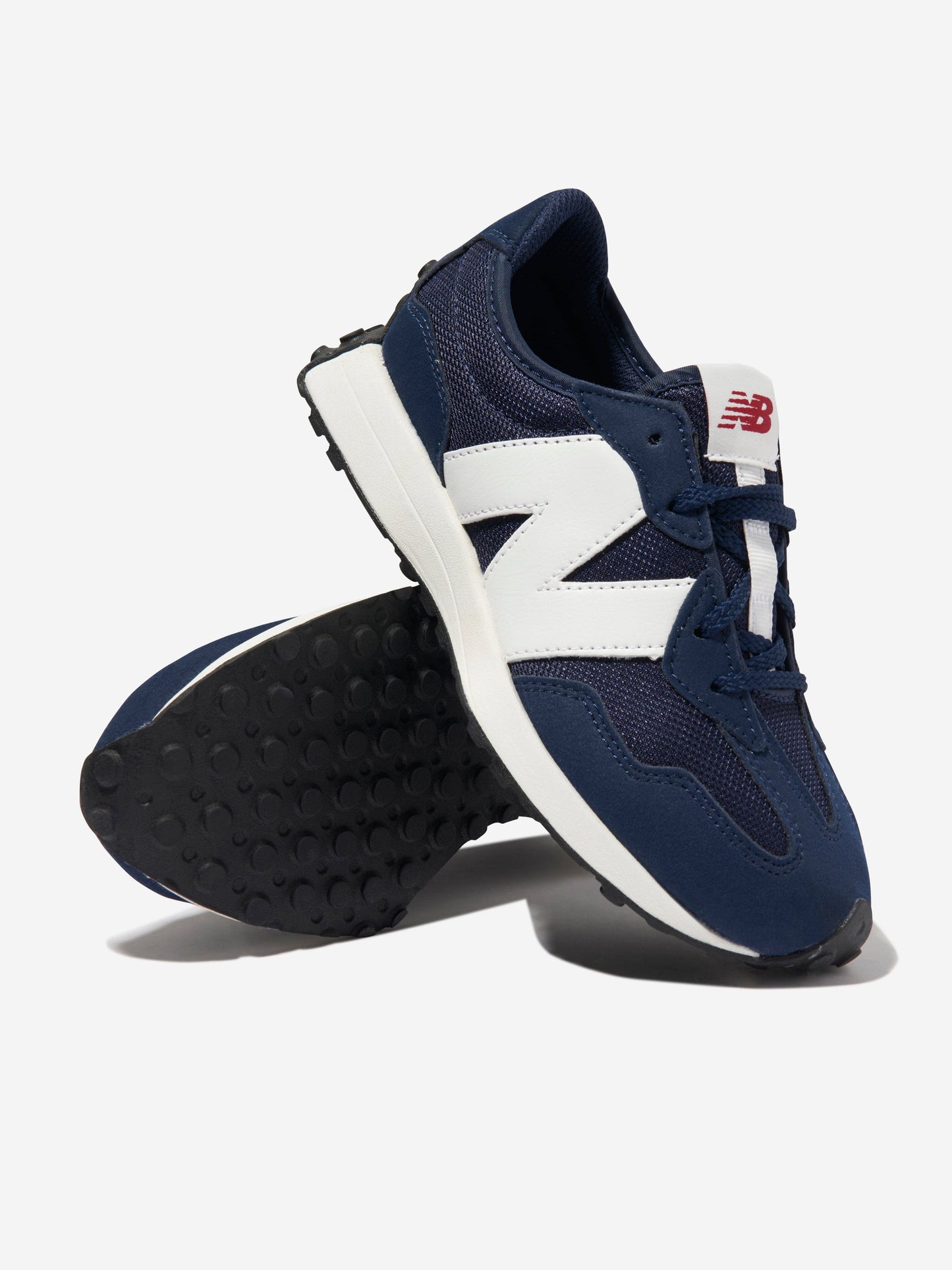 New Balance 儿童 327 系带徽标运动鞋（蓝色）