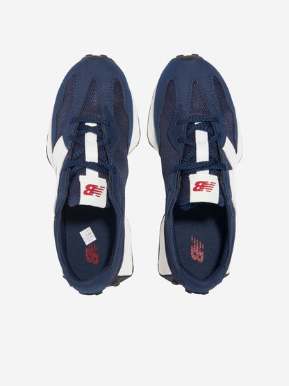 New Balance 儿童 327 系带徽标运动鞋（蓝色）