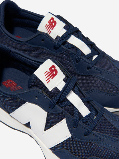 New Balance 儿童 327 系带徽标运动鞋（蓝色）