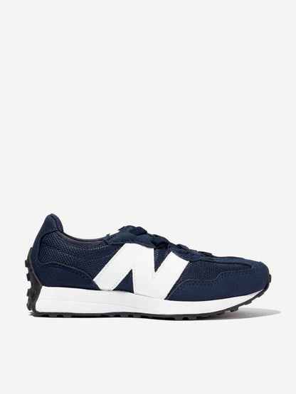 New Balance 儿童 327 系带徽标运动鞋（蓝色）