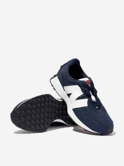 New Balance 儿童 327 系带徽标运动鞋（蓝色）