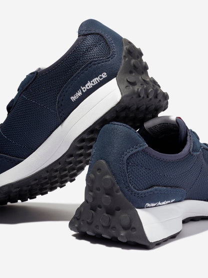 New Balance 儿童 327 系带徽标运动鞋（蓝色）