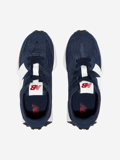 New Balance 儿童 327 系带徽标运动鞋（蓝色）
