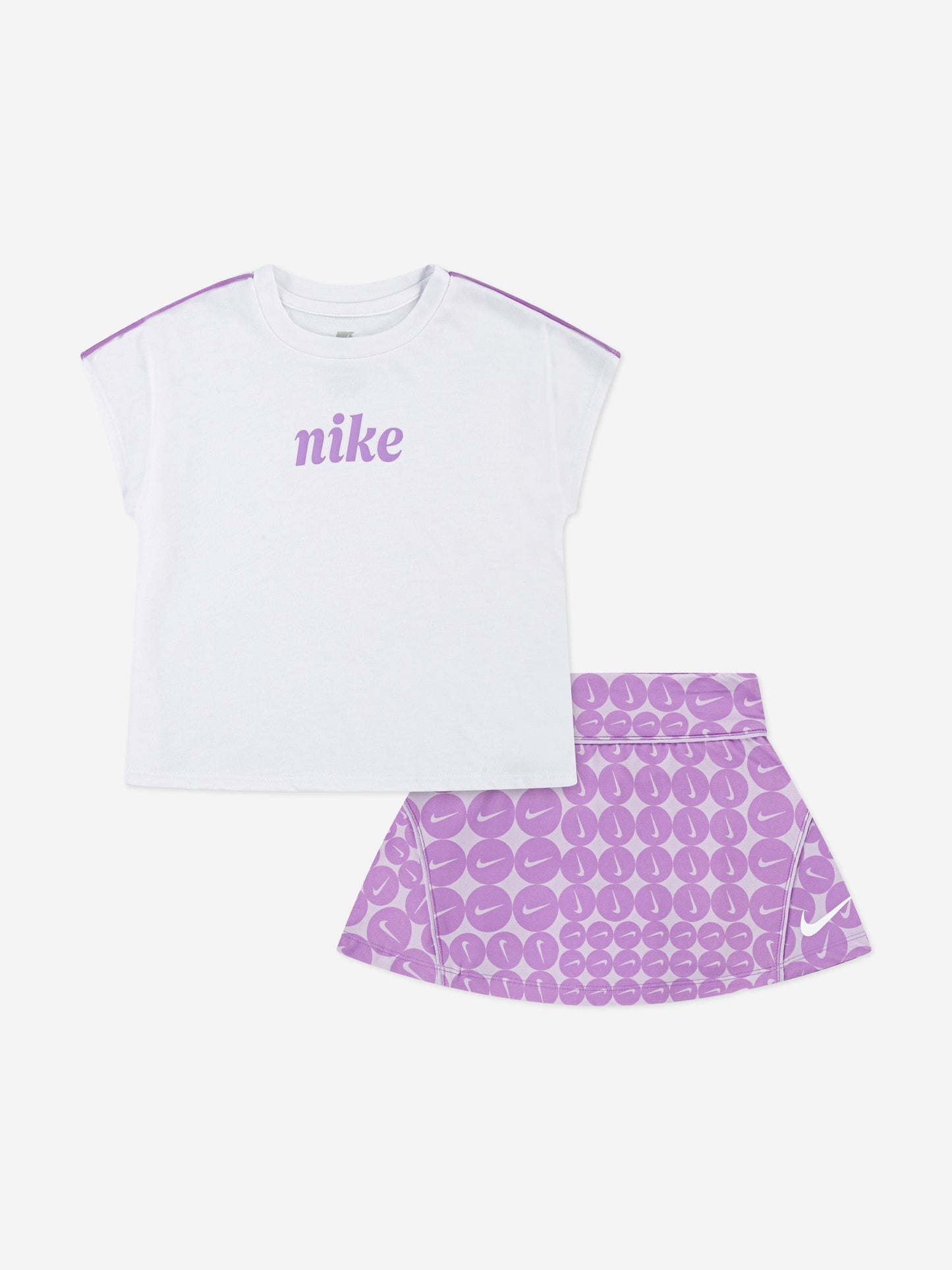 Girls Essentials AOP Skirt Set in Purple