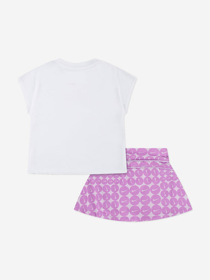 Girls Essentials AOP Skirt Set in Purple