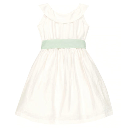 女童白色亚麻连衣裙