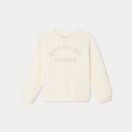 女童米白色Logo棉卫衣