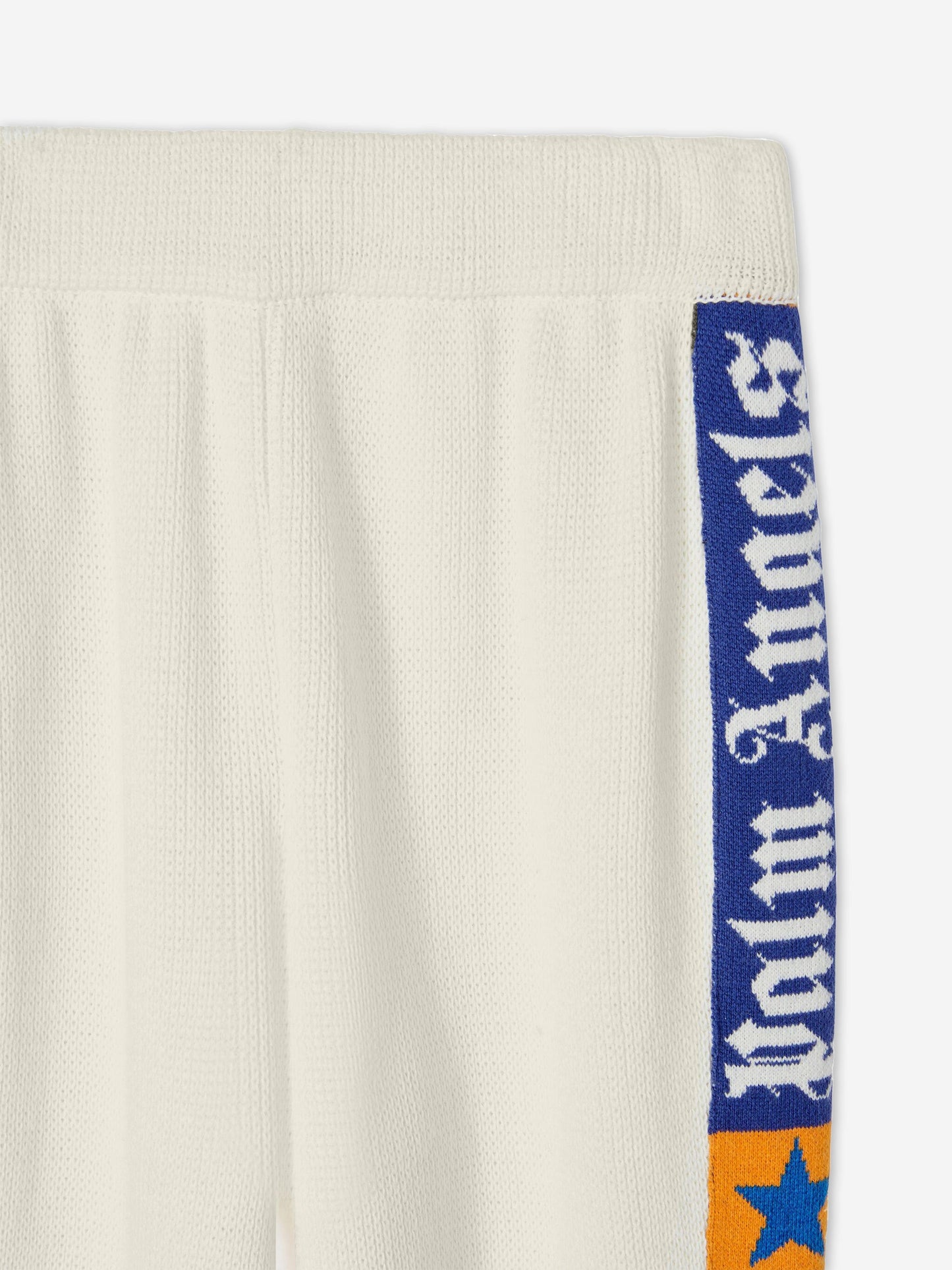 Palm Angels Kids Jacquard Logo Band Joggers in Ivory