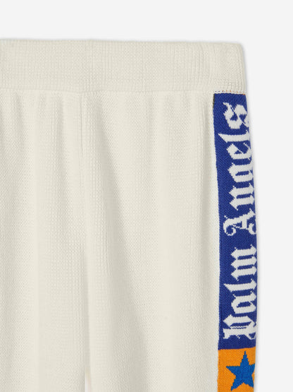 Palm Angels Kids Jacquard Logo Band Joggers in Ivory