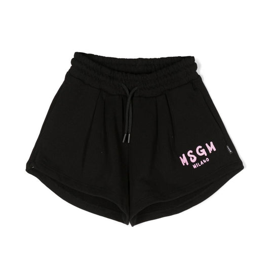 女童黑色Logo棉短裤
