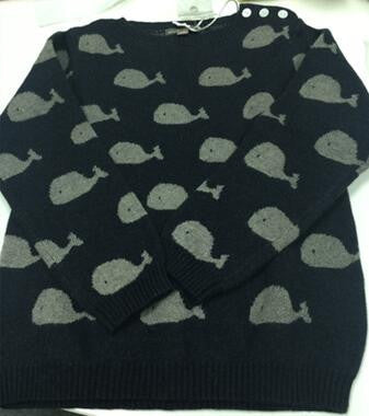 Boys Navy Blue Knitted Whales Sweater