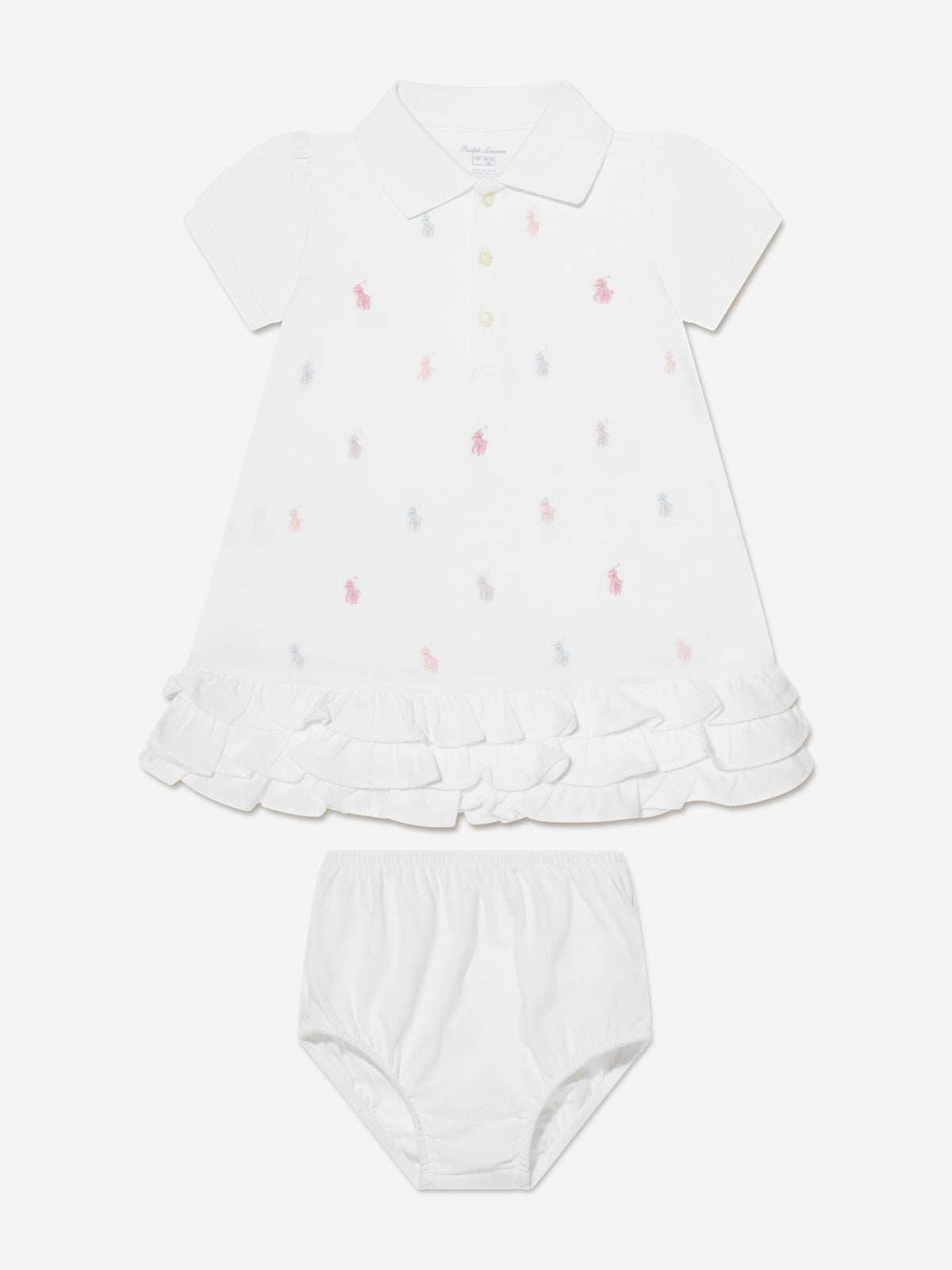 Ralph Lauren Baby Girls Schiffli Polo Dress in White