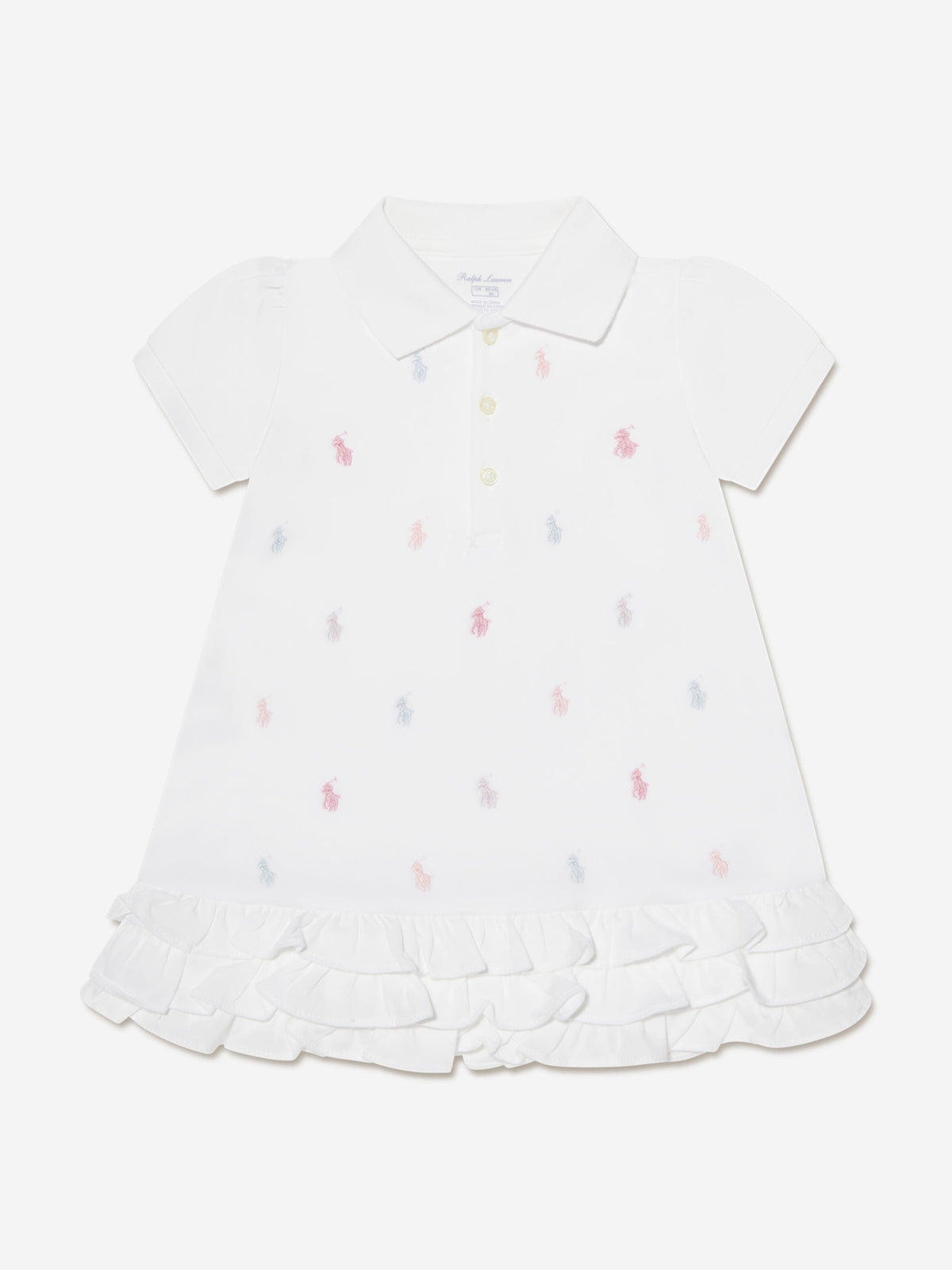 Ralph Lauren Baby Girls Schiffli Polo Dress in White