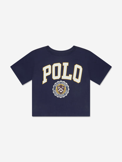 Ralph Lauren 女童海军蓝校队 Polo T 恤