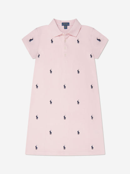 女童粉色刺绣 Polo 衫
