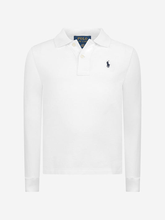 Ralph Lauren Boys Long Sleeve Polo Shirt in White