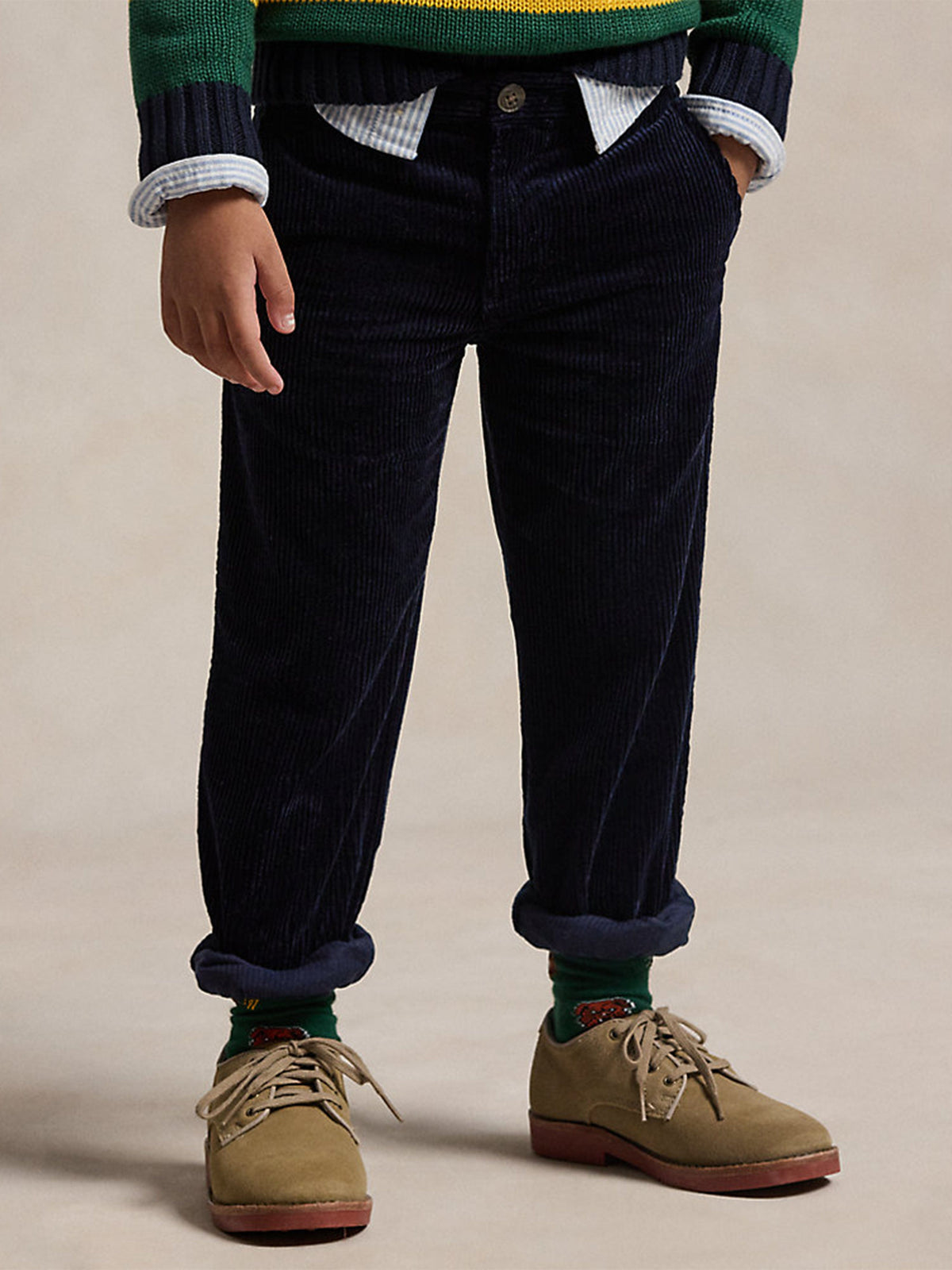 Boys Corduroy Bedford Trousers in Navy