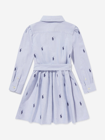 Ralph Lauren Girls Classic Oxford Shirt Dress in Blue