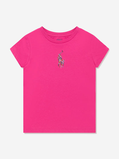 Ralph Lauren 女童粉色徽标 T 恤