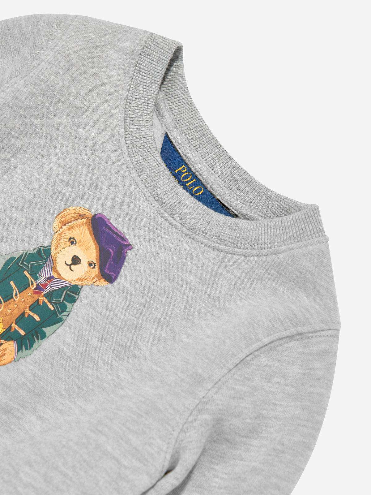 Ralph Lauren Girls Bear Fleece Dress in Grey