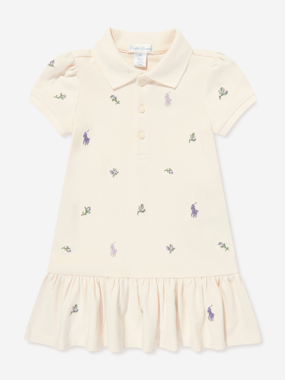Ralph Lauren Baby Girls Polo Dress in Ivory